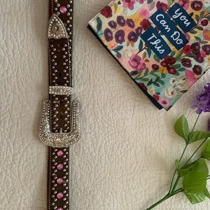 Pink and clear Rhinestone western women’s belt, size L